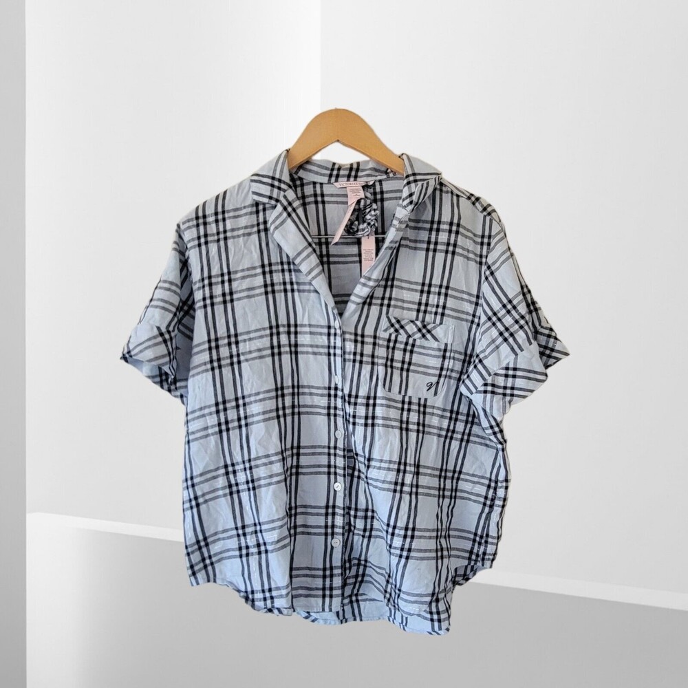 VICTORIA'S SECRET Pajama Top Button Up Short Sleeve Sleeve SMALL